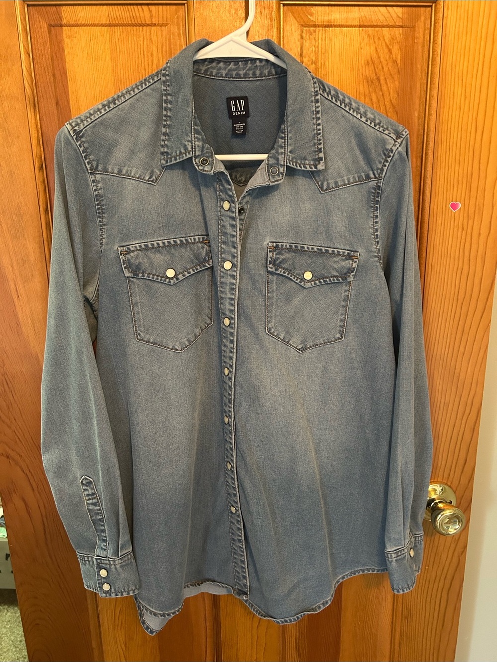 GAP Light Blue Denim Button-Down Western Shirt - Maternity